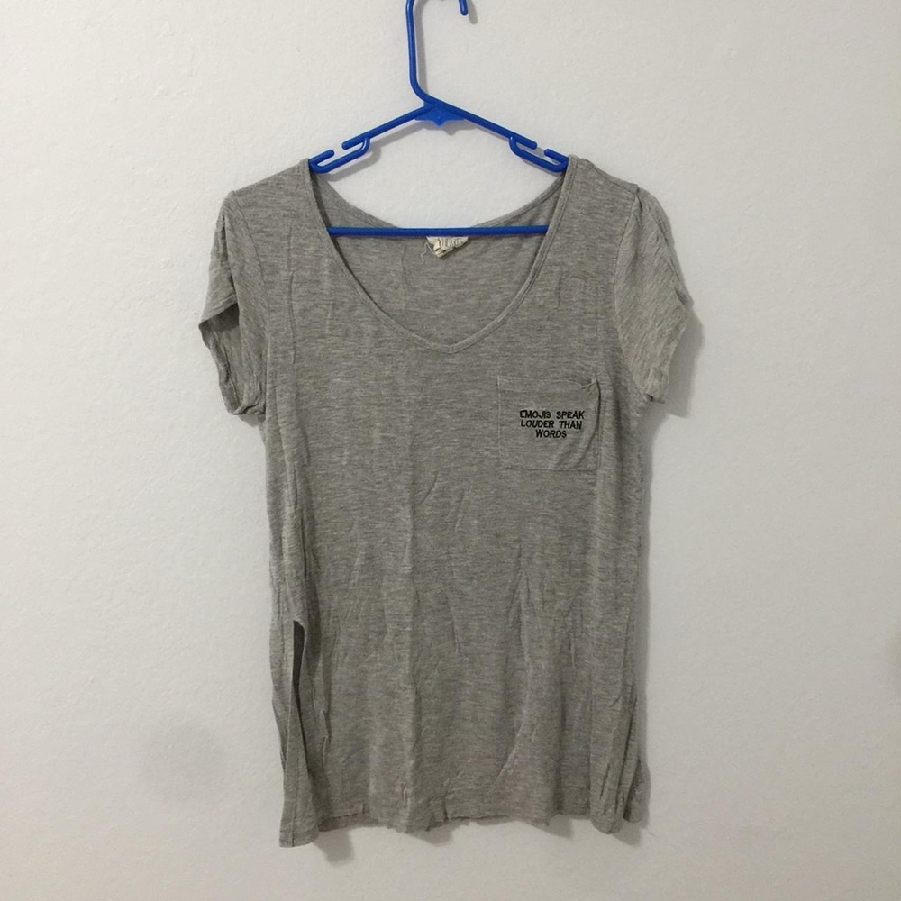 Emojis Speak Louder Than Words Gray Pocket Tee